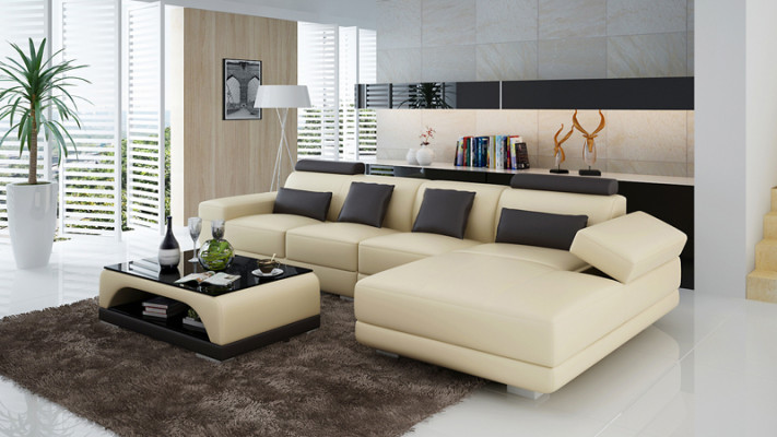 Lieder-Sofa Couch Wohnlandschaft Ecksofa Eck Garnitur Design Moderne Sofa mat USB