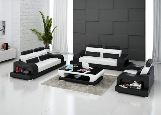 Ledercouch Sofa Sofagarnitur Wunnlandschaft 3+2+1 Sëtzergarnitur Design Modern G8005D