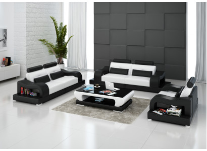 Ledercouch Sofa Sofagarnitur Wunnlandschaft 3+2+1 Sëtzergarnitur Design Modern G8005D