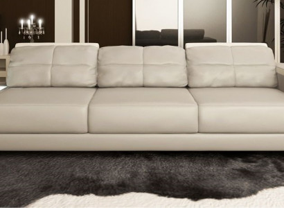 3-Sëtz Sofa Luxus Kënschtleeder Couchen grouss Këssen Designer Miwwelen Dräisëtzer