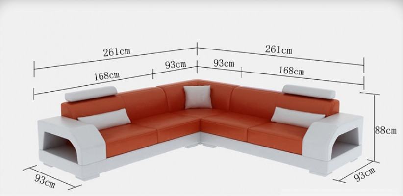 Ledersofa mat USB Wunnlandschaft Ecksofa Eck Garnitur Design Moderne Sofa G8001B