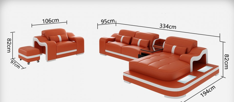 Ledercouch Couch Wunnlandschaft Eckssofa Eck Garnitur Design Modern Sofa G8027E