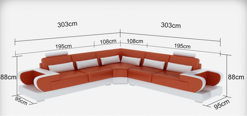 Ledersofa Couch Wunnlandschaft Ecksofa Eck Garnitur Design Modern Sofa G8003B