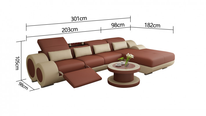 Ledercouch + USB Sofagarnitur Neie Ecksofa Eck Garnitur Design Modern Sofa G8035H