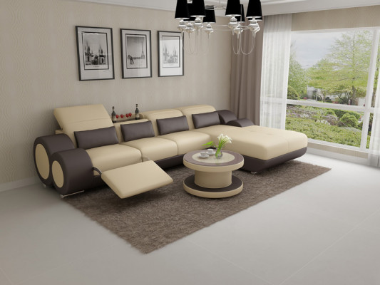 Ledercouch + USB Sofagarnitur Neie Ecksofa Eck Garnitur Design Modern Sofa G8035H