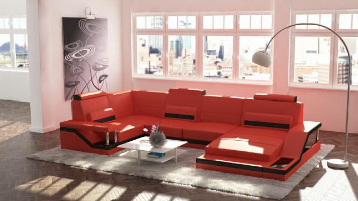 Wunnlandschaft Canapé Eck Ecksofa Garnitur Textil Stoff Lieder Canapéen Canapé mat USB
