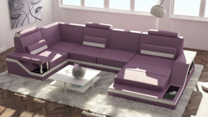 Wunnlandschaft Canapé Eck Ecksofa Garnitur Textil Stoff Lieder Canapéen Canapé mat USB