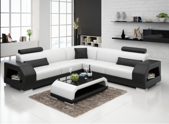 XXL Eckcouch + USB, Lieder Wunnlandschaftsgarnitur Design Modern Sofa L-Form G8001B