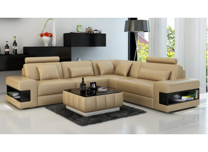 Ledercouch mat USB Wunnlandschaft Eckcouch Eck Garnitur Design Modern Sofa L6014B