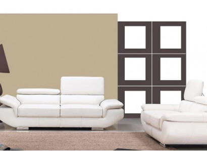 Sofagarnitur mat USB Polster Sofa Sëtz Lieder Garnitur 3+2 Sëtzer Weilrod "Wäiss"