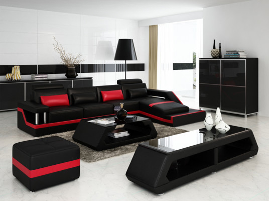 Designer Eckgarnitur Sofa Wohnlandschaft Grouss Modern Ledersofa Canapé Hamburg III