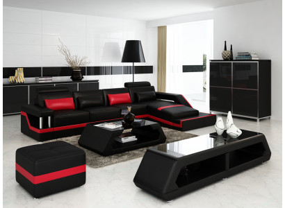 Designer Eckgarnitur Sofa Wohnlandschaft Grouss Modern Ledersofa Canapé Hamburg III