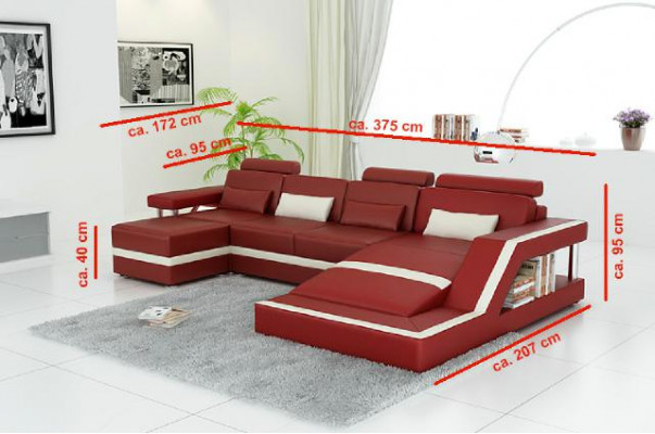 Designer Eckgarnitur Sofa Wohnlandschaft Grouss Modern Ledersofa Canapé Hamburg III