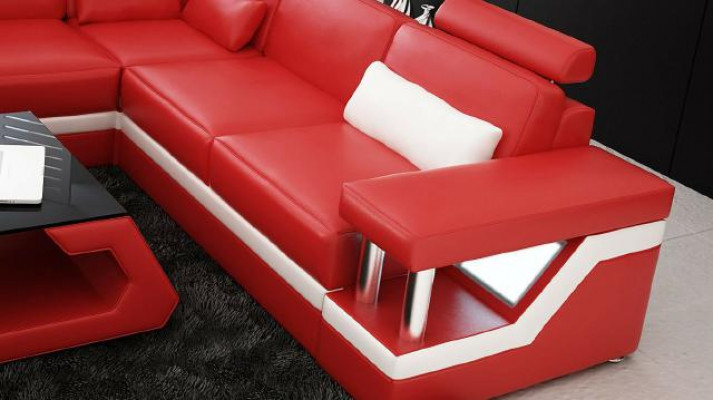 Designer Eckgarnitur Sofa Wohnlandschaft Grouss Modern Ledersofa Canapé Hamburg III