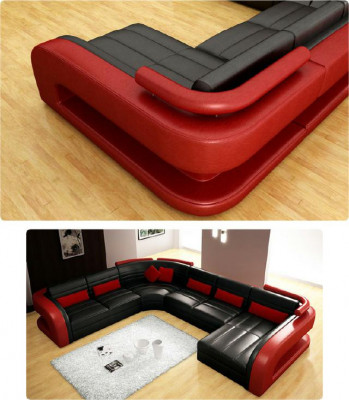 Lieder-Sofa Wunnlandschaft Couch-Garnitur Polster-Eck Eckcouch Sofa U-Form Bergamo