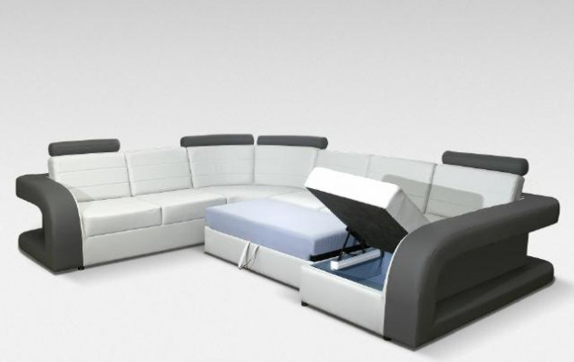 Lieder-Sofa Wunnlandschaft Couch-Garnitur Polster-Eck Eckcouch Sofa U-Form Bergamo