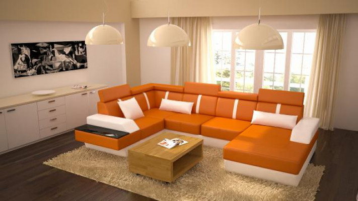 Designer Wunnlandschaft Eckcouch Canapé Sofa Polster Garnitur Ledersofa Sofas Nei