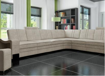 Stoff Canapé Textil Puffer Eckcanapé Sofa + USB Ecksofa Wunnlandschaft Stoffsofa