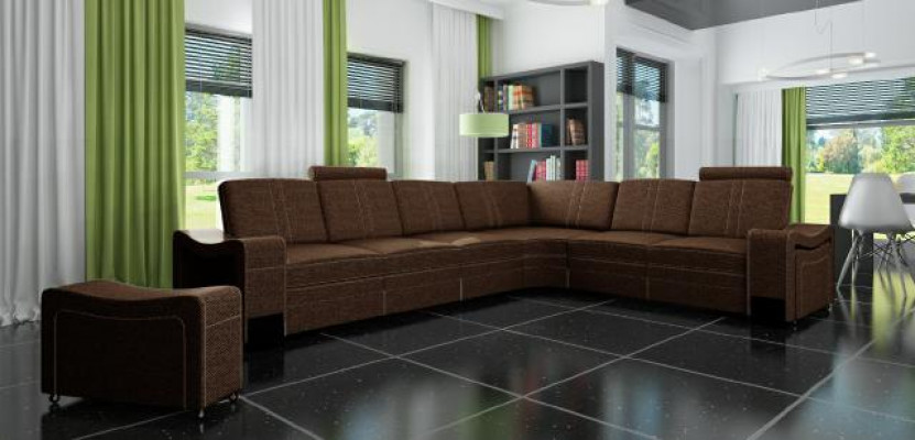 Stoff Canapé Textil Puffer Eckcanapé Sofa + USB Ecksofa Wunnlandschaft Stoffsofa
