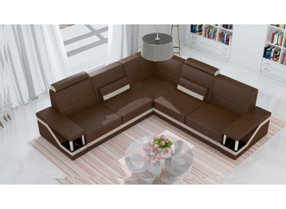 Ledersofa Eckcouch Sofa + USB Poster Eckgarnitur Sofaen Stoff Lieder Garnitur Neit