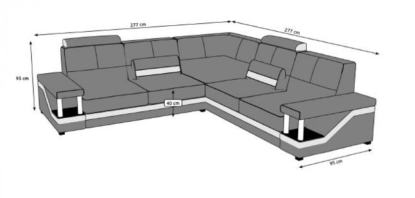 Ledersofa Eckcouch Sofa + USB Poster Eckgarnitur Sofaen Stoff Lieder Garnitur Neit