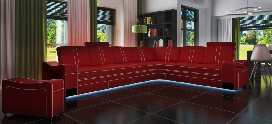 XXL LEDERSOFA WOHLANDSCHAFT GARNITUR LEDER ECKCOUCH GARNITUR mat USB POLSTER