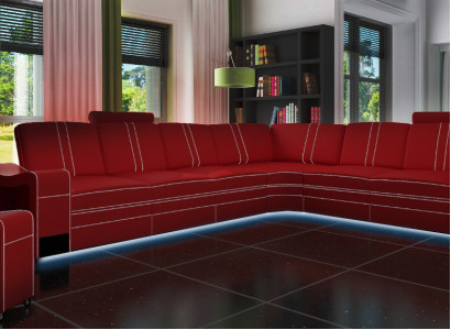 XXL LEDERSOFA WOHLANDSCHAFT GARNITUR LEDER ECKCOUCH GARNITUR mat USB POLSTER