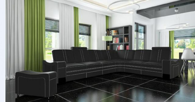 XXL LEDERSOFA WOHLANDSCHAFT GARNITUR LEDER ECKCOUCH GARNITUR mat USB POLSTER