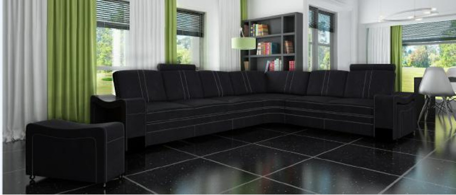 Stoffcanapé Textil Polster Eckcanapé Sofa mat USB Ecksofa Wunnlandschaft Stoffsofa