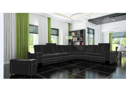 LEDER ECKCOUCH GARNITUR Moosschneiderei USB LEDERSOFA XXL WUNN-LANDSCHAFT Nei