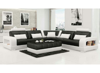 LEDERSOFA SOFA mat USB, ECKSOFA "H2209" SOFAGARNITUR DESIGNER COUCH Moosanfertigung
