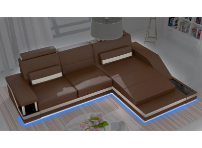 Ecksofa Wunnlandschaft Canapé +USB Eck Garnitur Lieder Textil Stoff Moossanfertigung