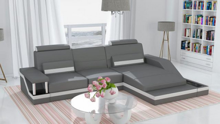 Ecksofa Wunnlandschaft Canapé +USB Eck Garnitur Lieder Textil Stoff Moossanfertigung