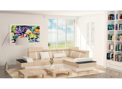 Designer Luxus-Ecksofa, nei Couch, Polstersofa, Ledersofa + USB, Garnitur