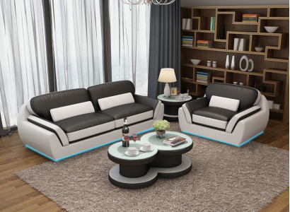 Ledercouch mat USB Couchsëtzer 3+1 Sëtzensemble Design Modern Nei Couch G8038D