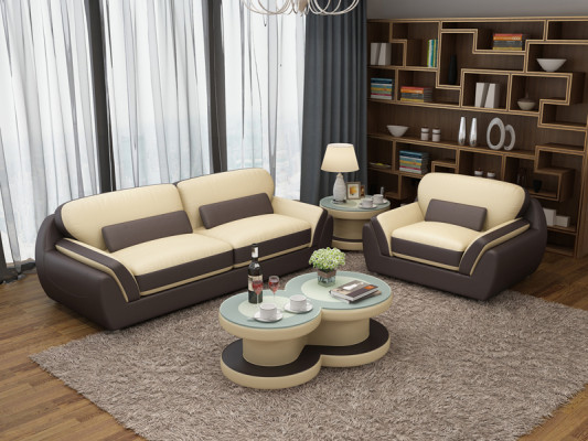 Ledercouch mat USB Couchsëtzer 3+1 Sëtzensemble Design Modern Nei Couch G8038D