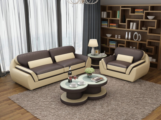 Ledercouch mat USB Couchsëtzer 3+1 Sëtzensemble Design Modern Nei Couch G8038D