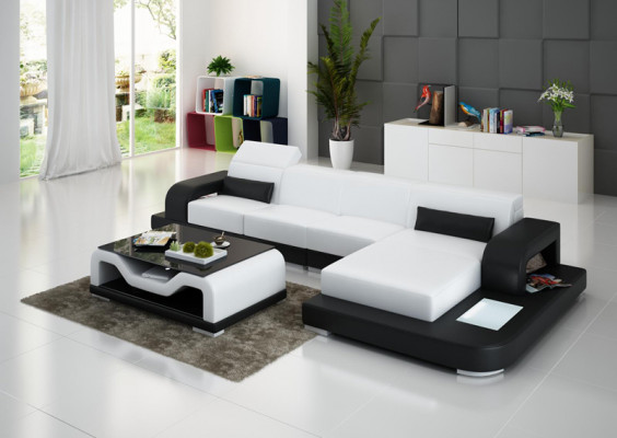 Ledercouch mat USB Wunnlandschaft Ecksout L-form Couch Design Sofa G8006C