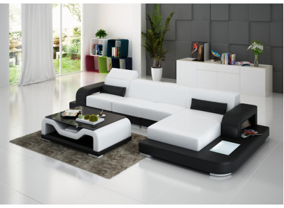 Ledercouch mat USB Wunnlandschaft Ecksout L-form Couch Design Sofa G8006C