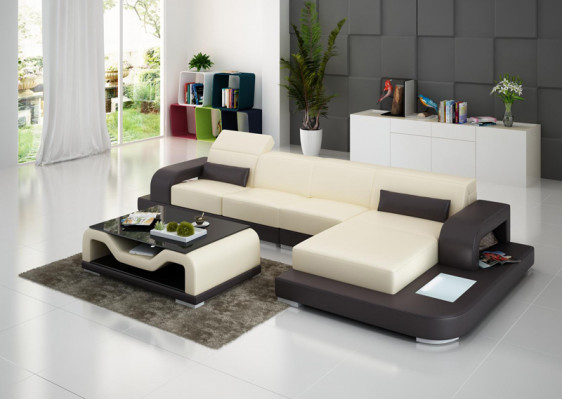 Ledercouch mat USB Wunnlandschaft Ecksout L-form Couch Design Sofa G8006C