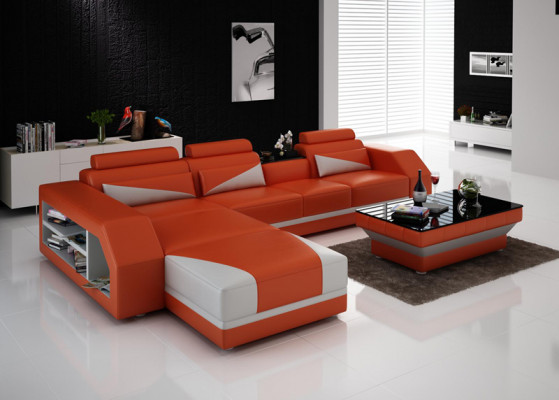 Lieder Eck Canapé mat USB, Garnitur Eck Canapéen Couchen Polster Wunnlandschaft Luxus