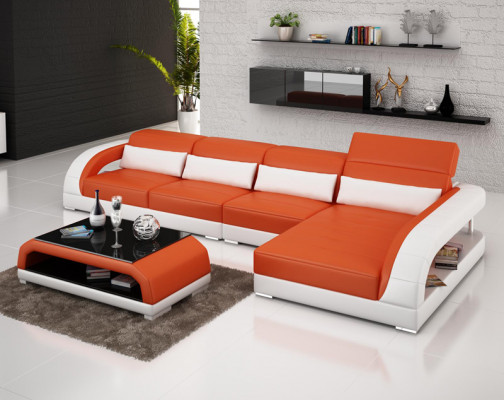 Ledercanapé mat USB, Wohnlandschaft Eckcanapé Eck Garnitur Design Modern Canapé G8016C