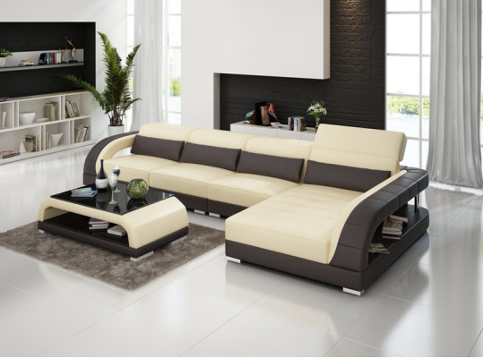 Ledercanapé mat USB, Wohnlandschaft Eckcanapé Eck Garnitur Design Modern Canapé G8016C
