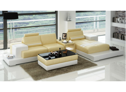 Ledersofa mat USB Wunnlandschaft Ecksofa Eck Garnitur Design Couch Sofa L6004D