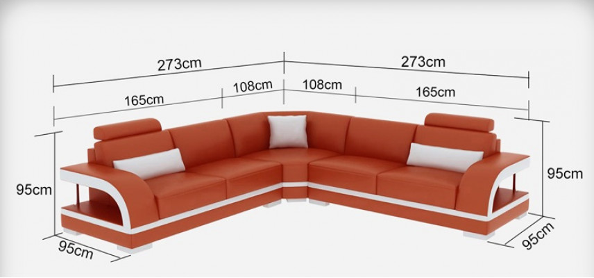 Ledercouch mat USB, Wunnlandschaft Eckcouch Eck Garnitur Design Modern Couch G8011B
