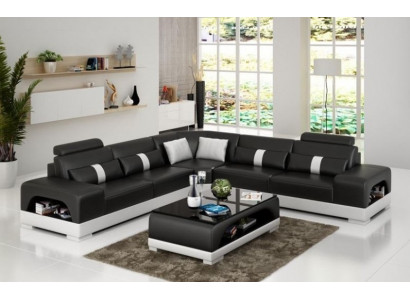 Designer Wunnlandschaft Eckssofa Sofa USB Grouss L Form XXL Sëtz Garnitur Sandberg