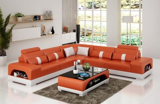 Designer Wunnlandschaft Eckssofa Sofa USB Grouss L Form XXL Sëtz Garnitur Sandberg