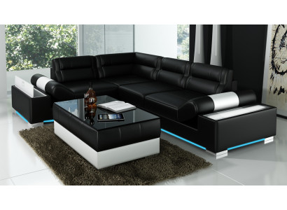 Ledersofa Sofa USB Wunnlandschaft Ecksofa Garnitur Canapé Design Garnitur L6001B