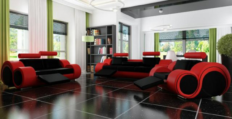 Sofa BERLIN Polstersofa Garnitur 3+2 Sëtz Designer Sofa Ledersofa mat USB Nei