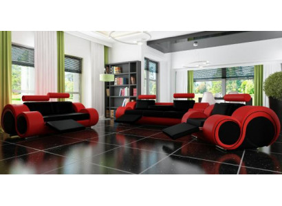Sofa BERLIN Polstersofa Garnitur 3+2 Sëtz Designer Sofa Ledersofa mat USB Nei